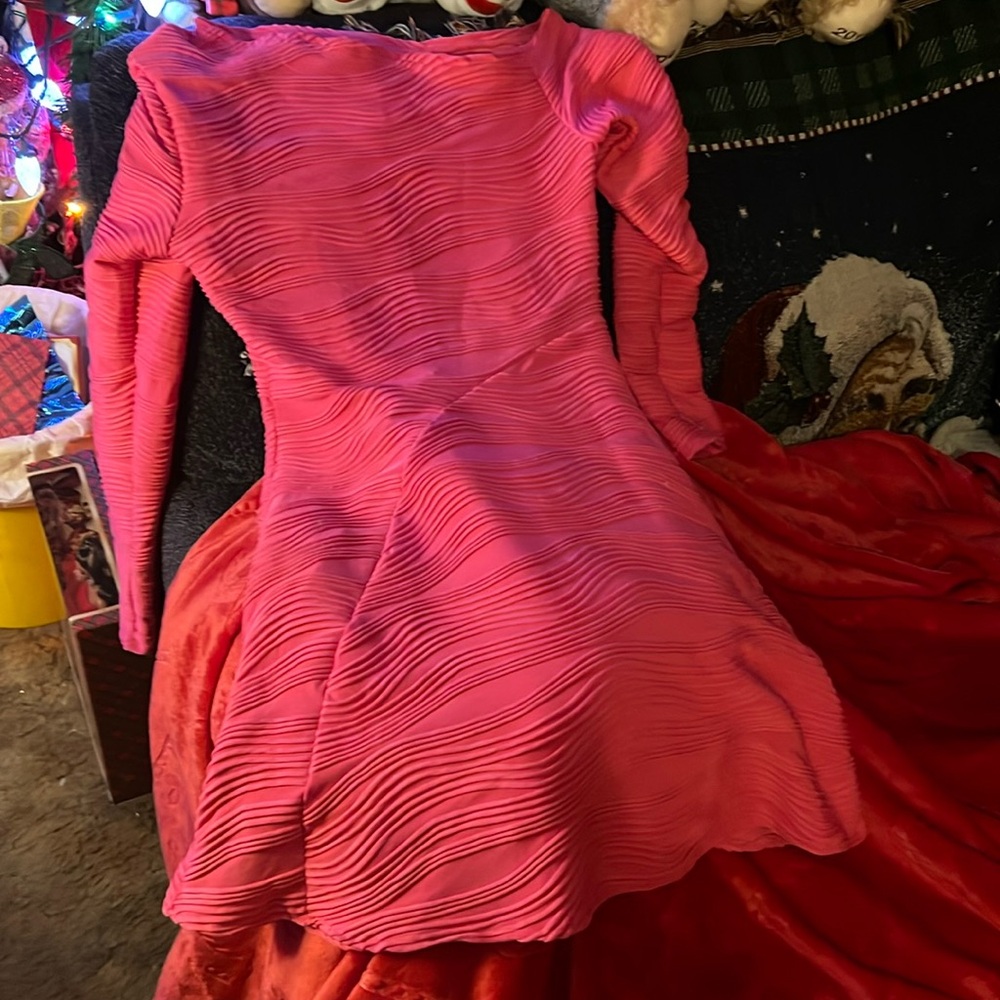 Sassy Hot Pink Fitted Off one shoulder SHEIN dress